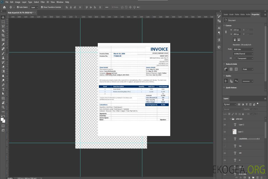 Modèle de facture d'agence vierge template